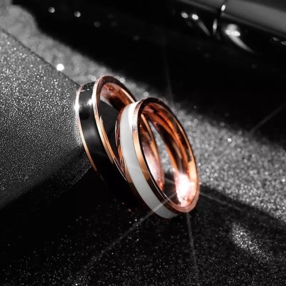 Zara Other - Black White Enamel Coated Ring Wedding Band